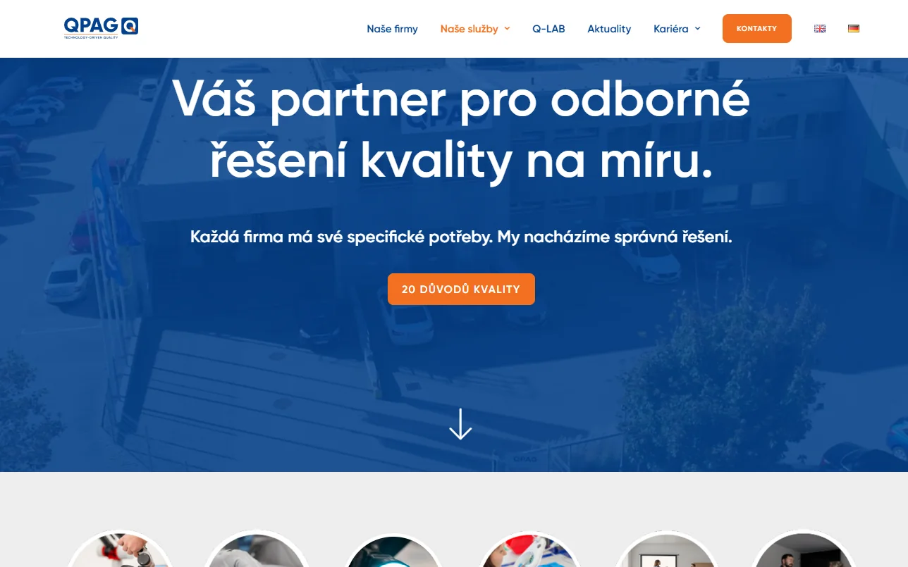 Úvodní stránka webu qpag.cz